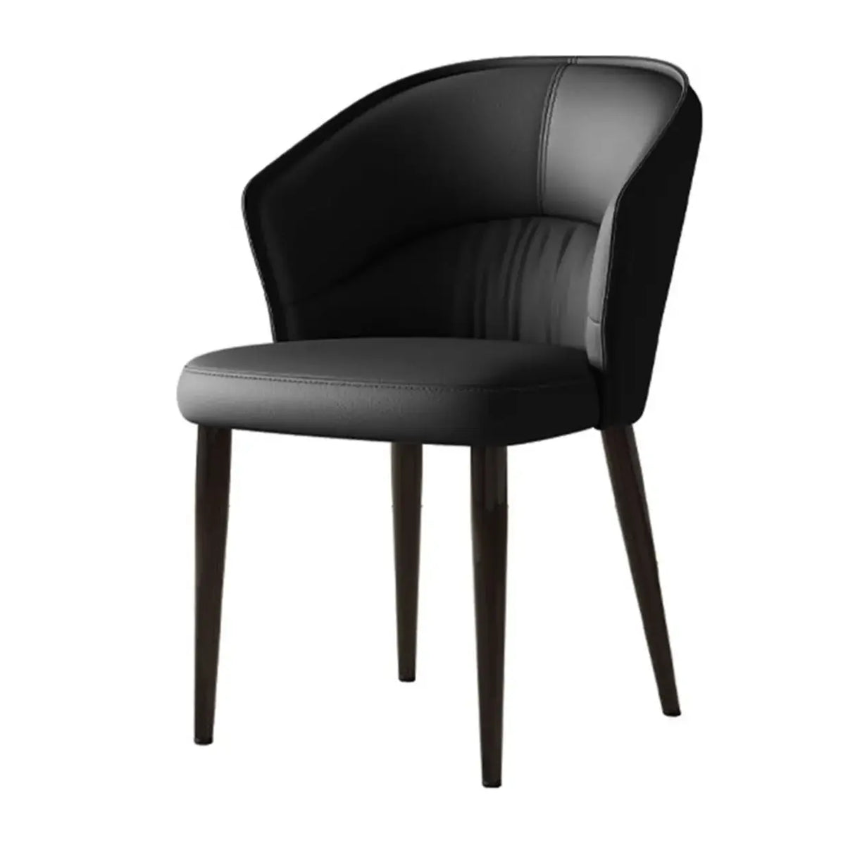 Modern Mid Back Upholstered Faux Leather Arm Dining Chair Image - 7
