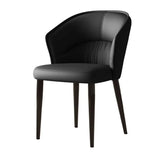 Modern Mid Back Upholstered Faux Leather Arm Dining Chair Image - 7