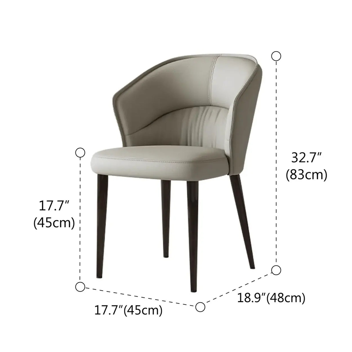 Modern Mid Back Upholstered Faux Leather Arm Dining Chair Image - 8