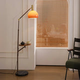 Modern Mid-Century Orange Arc Floor Lamp Image - 1