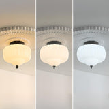 Modern Milky Yellow Drum Flush Mount Ceiling Light Image - 10