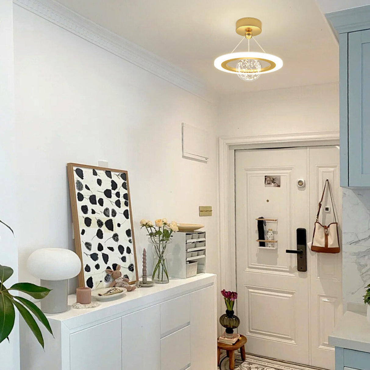 Modern Mini Orbital Gold LED Halo Pendant Chandelier Image - 10