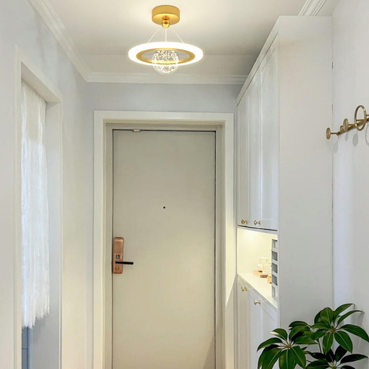 Modern Mini Orbital Gold LED Halo Pendant Chandelier Image - 14
