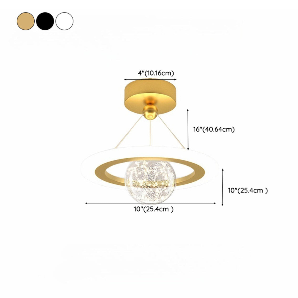 Modern Mini Orbital Gold LED Halo Pendant Chandelier 