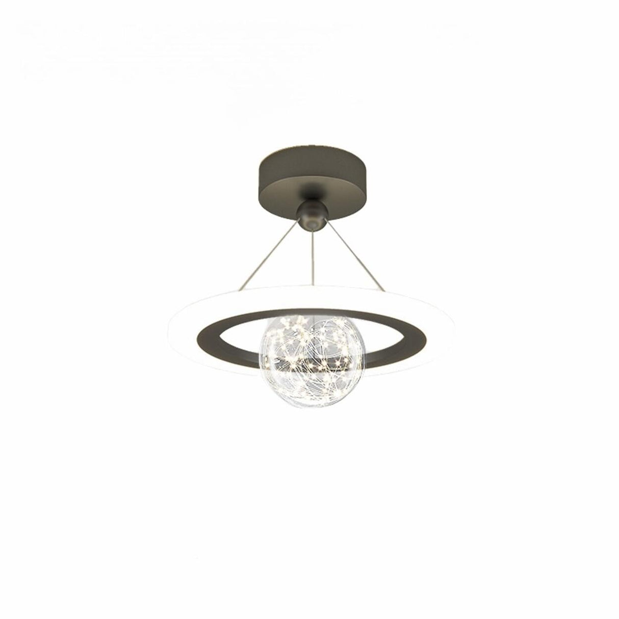 Modern Mini Orbital Gold LED Halo Pendant Chandelier Image - 3