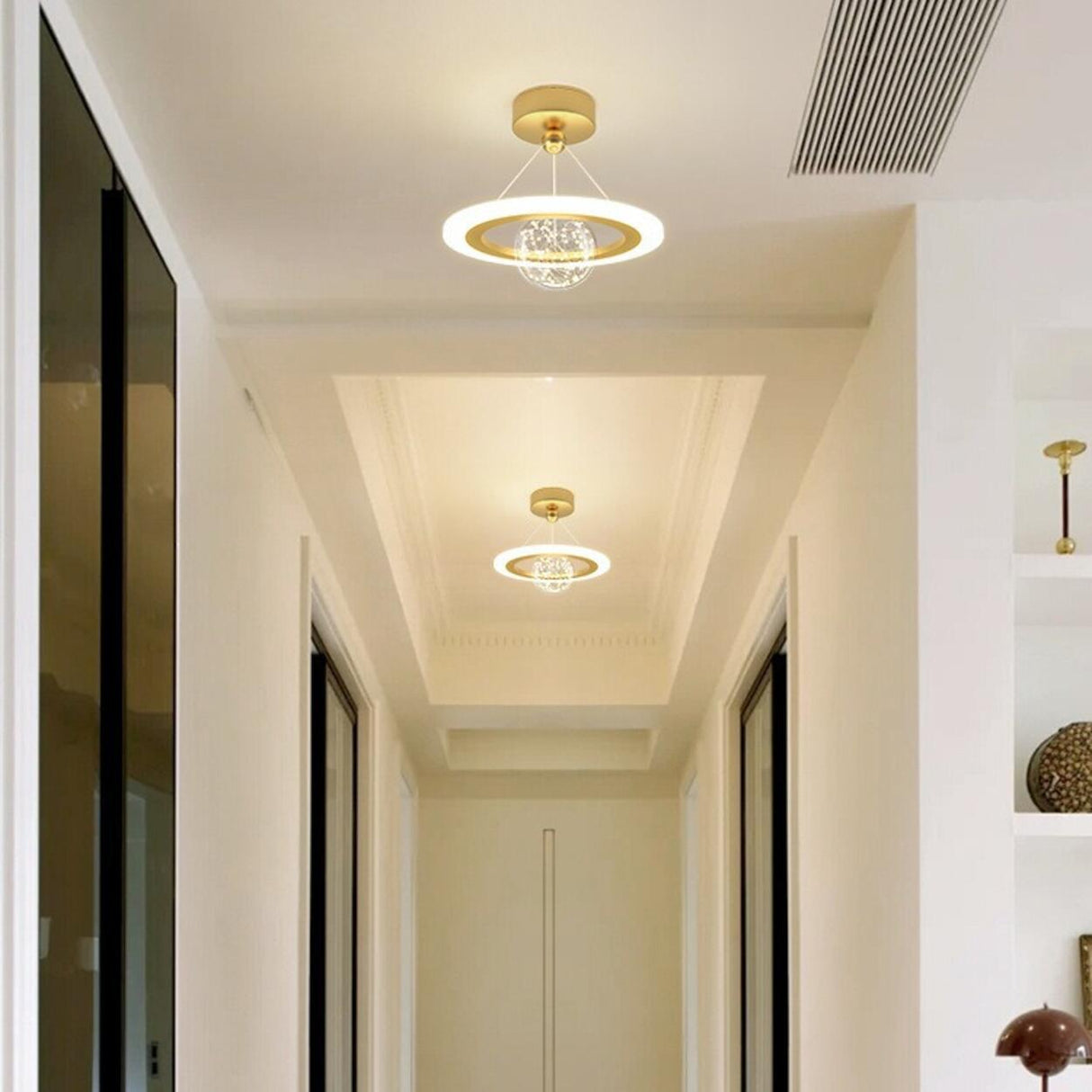 Modern Mini Orbital Gold LED Halo Pendant Chandelier Image - 6