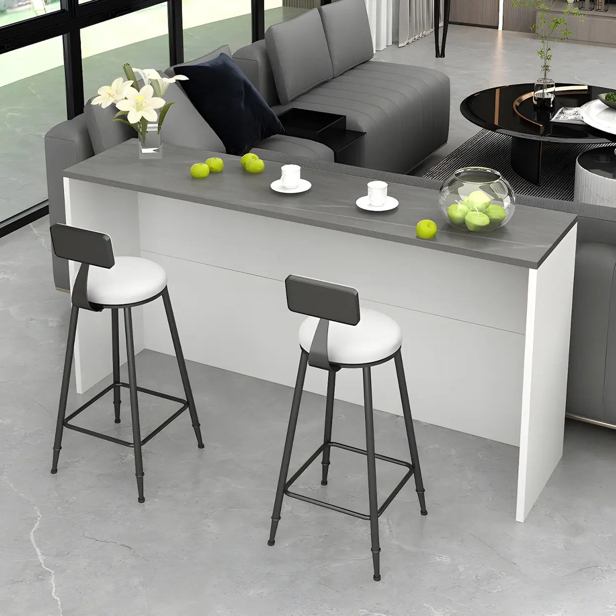 Modern Minimalist Bar Table with Sleek Marble Finish Image - 2