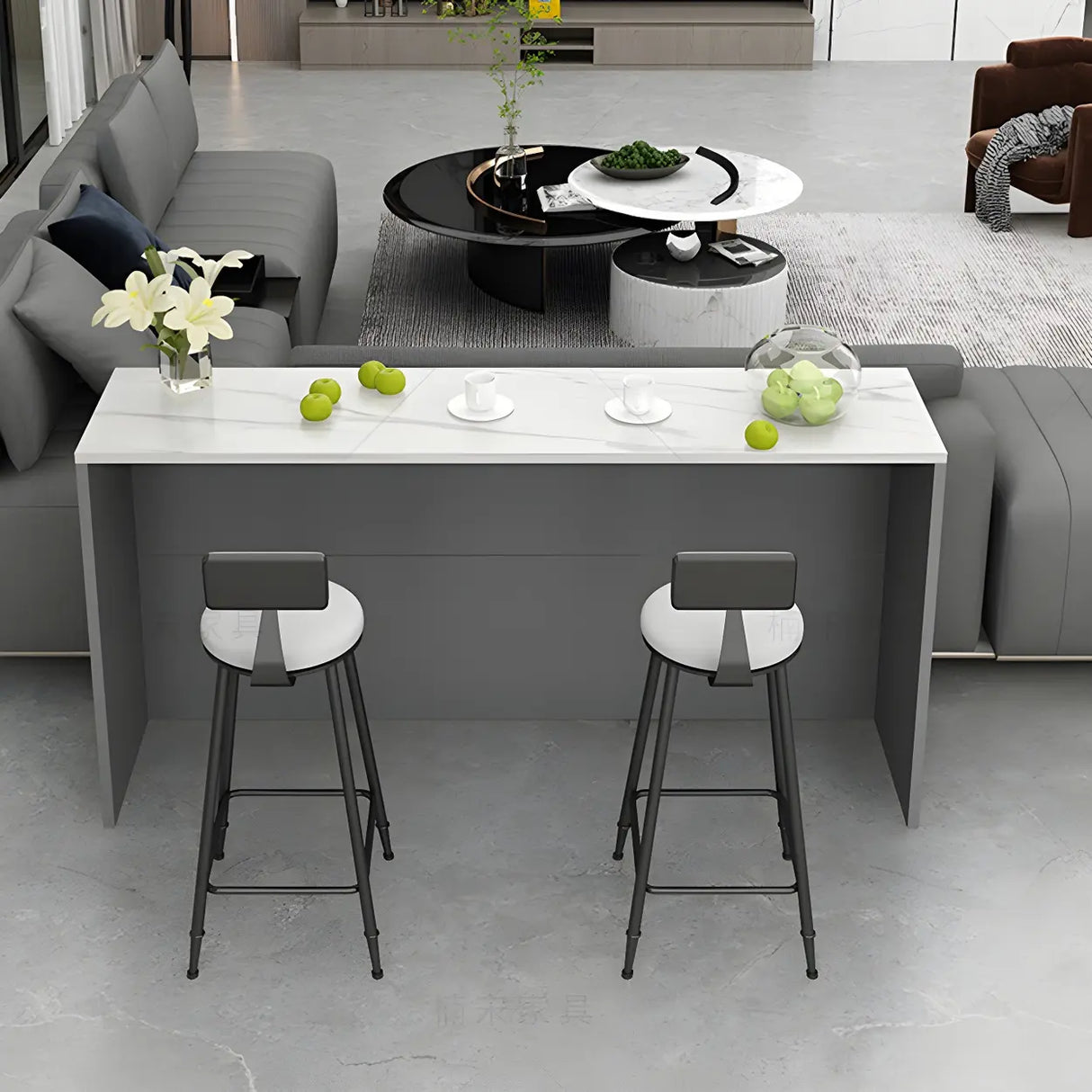Modern Minimalist Bar Table with Sleek Marble Finish Image - 9
