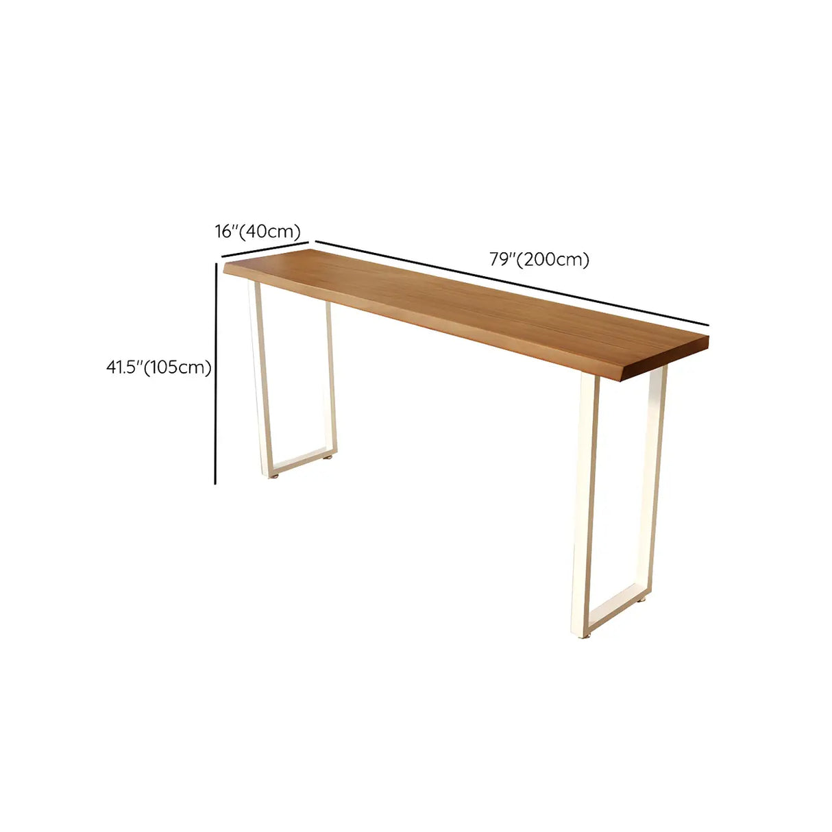 Modern Minimalist Bar Table with Wood Top and Metal Legs Image - 12