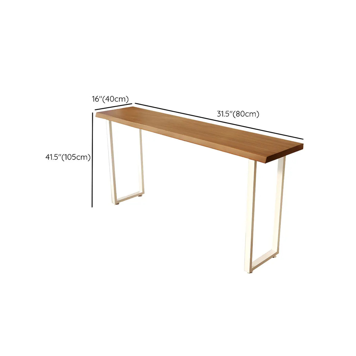 Modern Minimalist Bar Table with Wood Top and Metal Legs Image - 18
