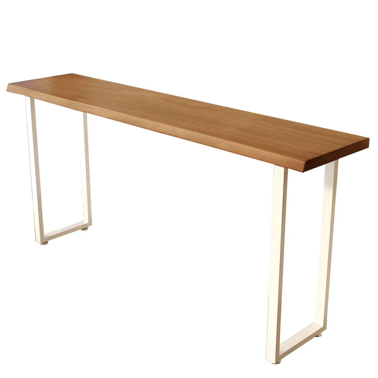 Modern Minimalist Bar Table with Wood Top and Metal Legs Image - 5