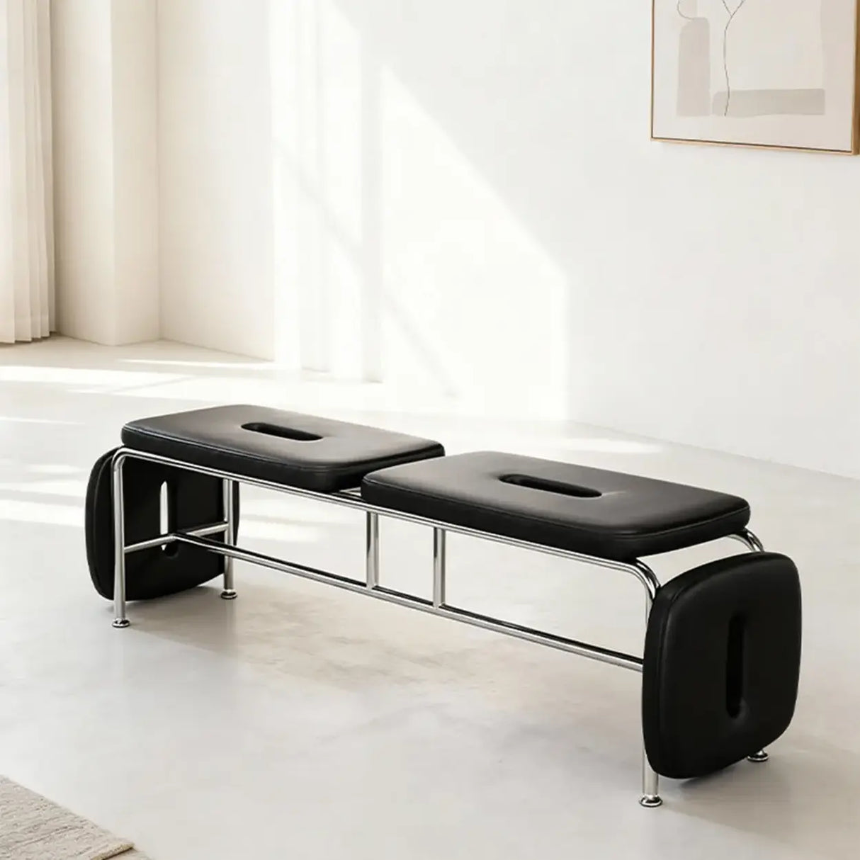 Modern Minimalist Bedroom Genuine Leather Entryway Bench Image - 12