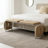 Modern Minimalist Bedroom Genuine Leather Entryway Bench Image - 4