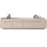 Modern Minimalist Beige TV Stand with Drawers Image - 2