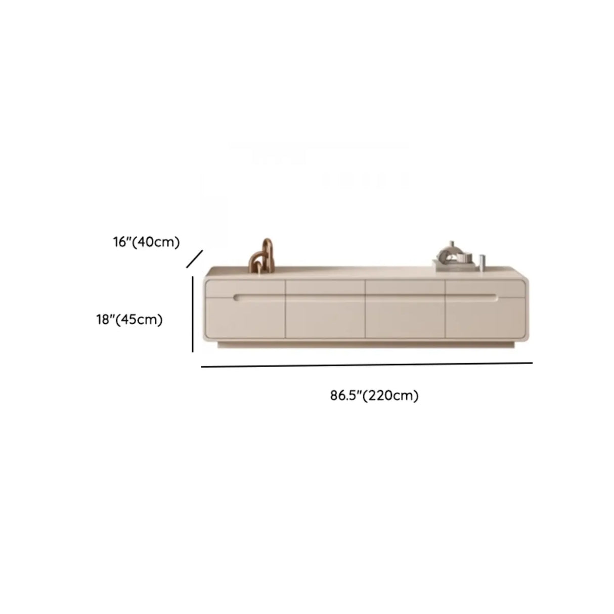 Modern Minimalist Beige TV Stand with Drawers Image - 9