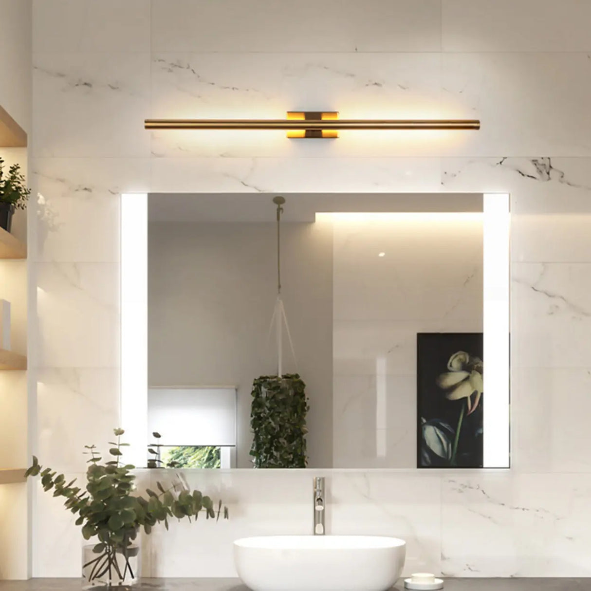 Modern Minimalist Black Vertical Wall Vanity Light Image - 3