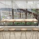Modern Minimalist Clear Acrylic Pedestal Wood Bar Table Image - 1