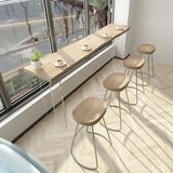 Modern Minimalist Clear Acrylic Pedestal Wood Bar Table Image - 3