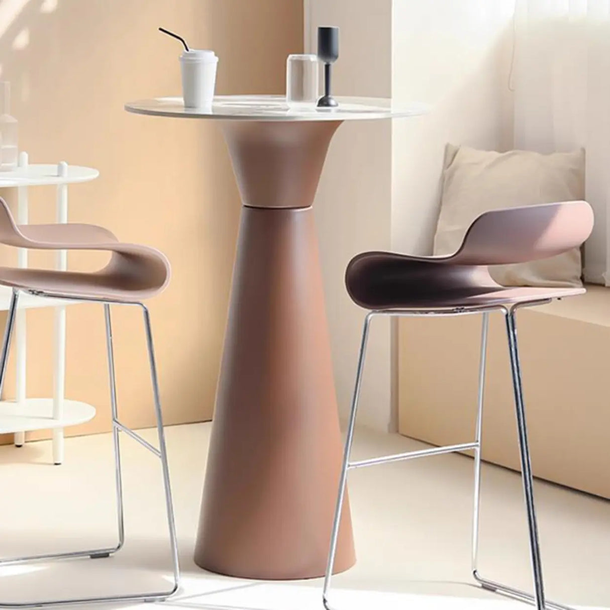 Modern Minimalist Cone-Base Bistro Bar Height Table Image - 4