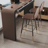 Modern Minimalist Curved Counter Height Wood Bar Table Image - 4