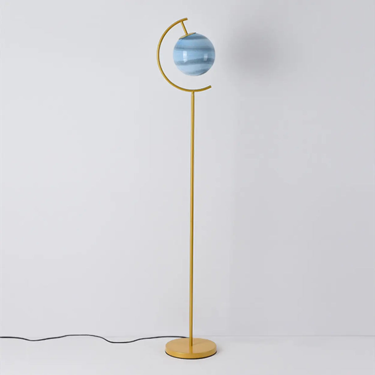 Modern Minimalist Glass Globe Circular Foot Switch Floor Lamp Image - 4