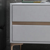 Modern Minimalist Gray Nightstand with Drawers & Gold Legs Image - 12