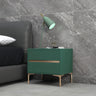 Modern Minimalist Gray Nightstand with Drawers & Gold Legs Image - 7