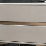 Modern Minimalist Gray Nightstand with Drawers & Gold Legs Image - 8