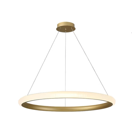 Modern Minimalist LED Ring Coffee Color Chandelier Image - 2