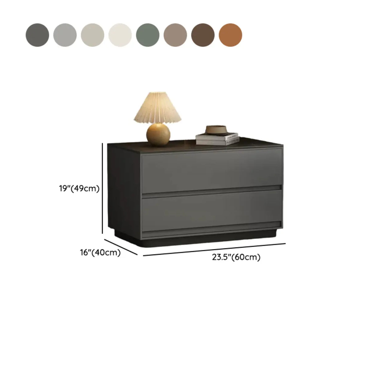 Modern Minimalist Matte Black Nightstand with Drawers Image - 15