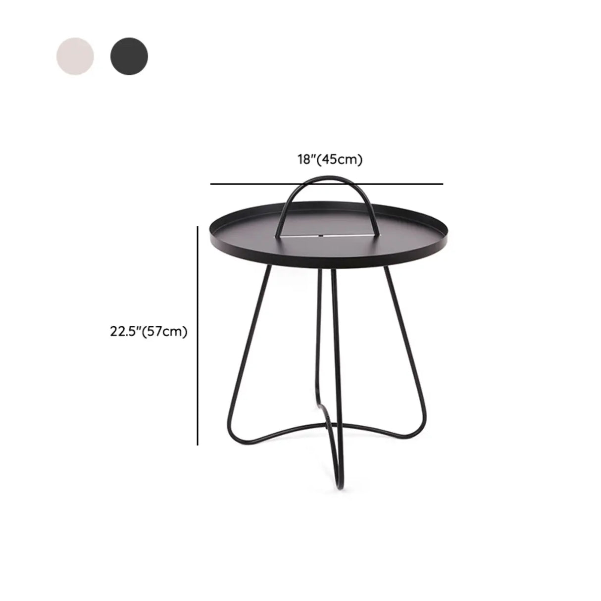 Modern Minimalist Metal Black Small Round Side Tables 