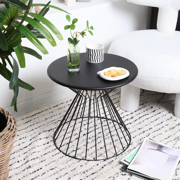 Modern Minimalist Black Small Round S...