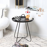 Modern Minimalist Metal Black Small Round Side Tables Image - 6