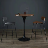 Modern Minimalist Pedestal Small Round Bar Table Image - 1