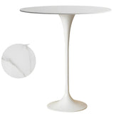 Modern Minimalist Pedestal Small Round Bar Table Image - 16