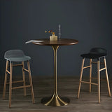 Modern Minimalist Pedestal Small Round Bar Table Image - 19
