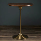 Modern Minimalist Pedestal Small Round Bar Table Image - 2