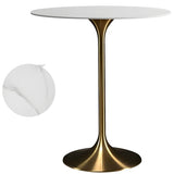 Modern Minimalist Pedestal Small Round Bar Table Image - 26