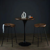 Modern Minimalist Pedestal Small Round Bar Table Image - 4