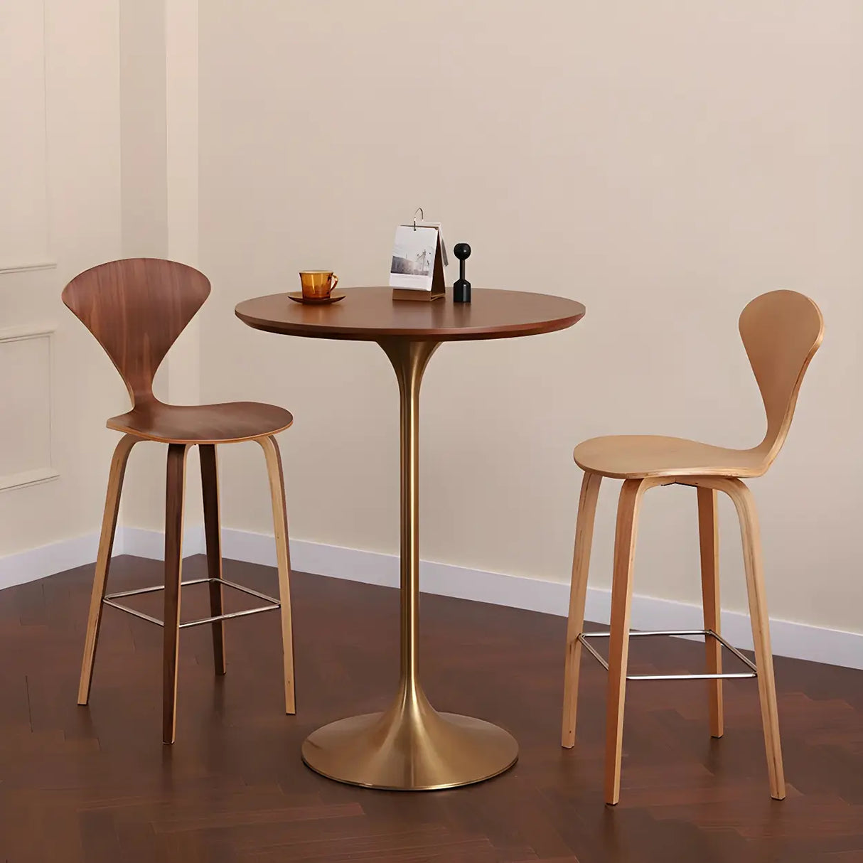 Modern Minimalist Pedestal Small Round Bar Table Image - 6