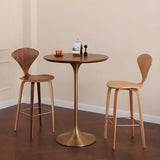Modern Minimalist Pedestal Small Round Bar Table Image - 6