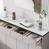 Modern Minimalist Rectangle Wood Entryway Gray Shoe Cabinet Image - 19