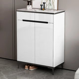 Modern Minimalist Rectangle Wood Entryway Gray Shoe Cabinet Image - 20