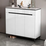 Modern Minimalist Rectangle Wood Entryway Gray Shoe Cabinet Image - 24