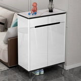 Modern Minimalist Rectangle Wood Entryway Gray Shoe Cabinet Image - 25