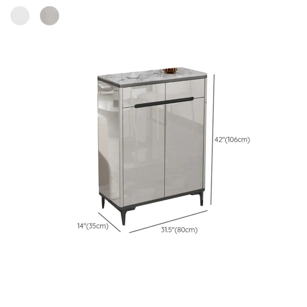 Modern Minimalist Rectangle Wood Entryway Gray Shoe Cabinet 