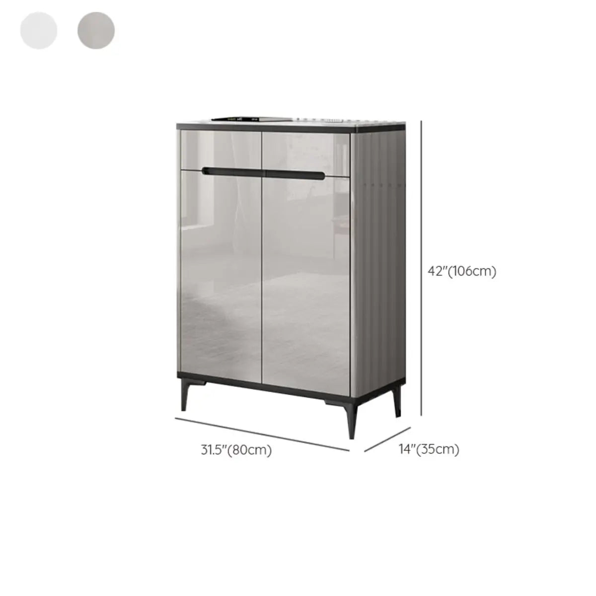 Modern Minimalist Rectangle Wood Entryway Gray Shoe Cabinet Image - 30
