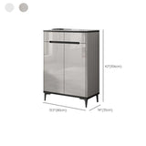 Modern Minimalist Rectangle Wood Entryway Gray Shoe Cabinet Image - 30