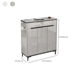Modern Minimalist Rectangle Wood Entryway Gray Shoe Cabinet Image - 31