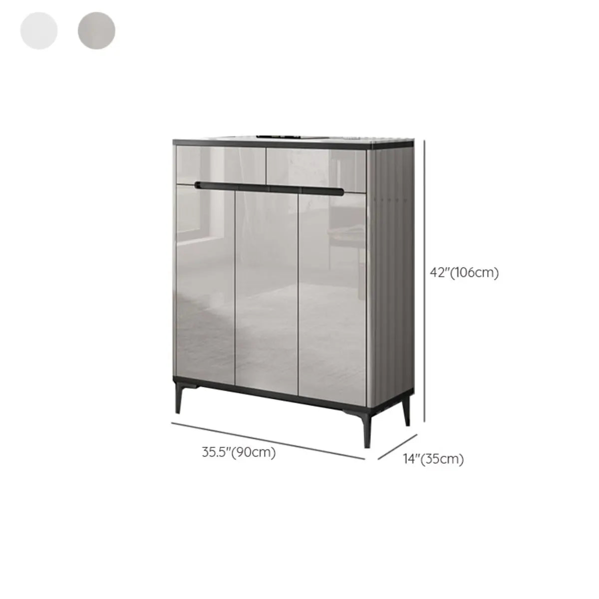 Modern Minimalist Rectangle Wood Entryway Gray Shoe Cabinet Image - 32